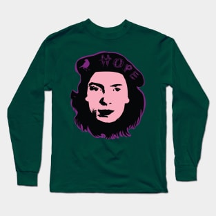 HOPE is the Thing With Feathers Emily Dickinson Che Guevara Pop art design Purple Version Long Sleeve T-Shirt